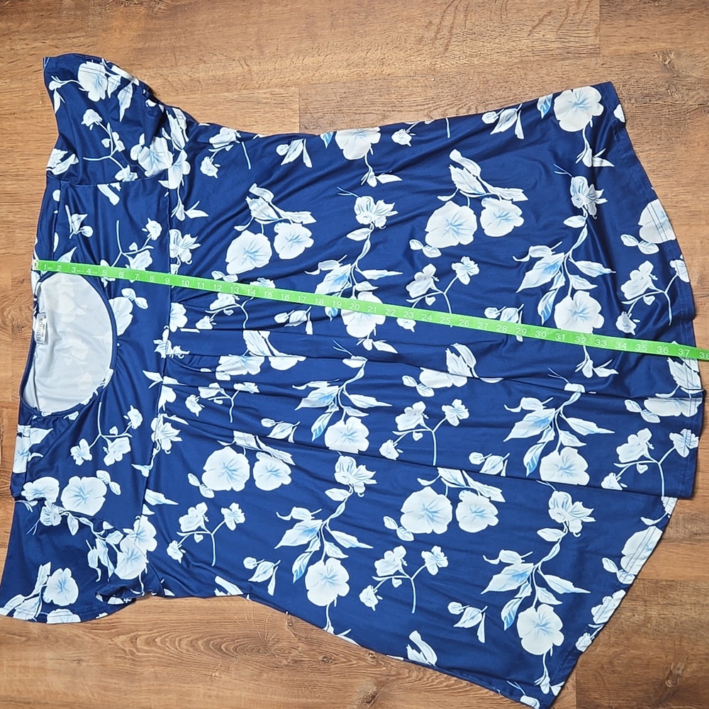 ☀️Best Show Floral Blue White Women's 5XL Short Night Gown - Picture 8 of 9